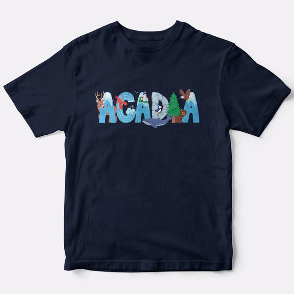 Acadia Maine Whimsical Animals T-Shirt, 100% Cotton, Youth Unisex XS-XL Tshirts Souvenir T-Shirts