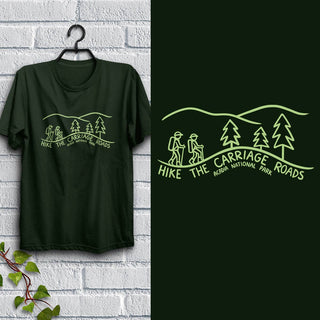 Buy forest-green Hike the Carriage Roads Acadia T-Shirt Adult Unisex, 100% Cotton, S-XXL, Acadia ME Tshirt