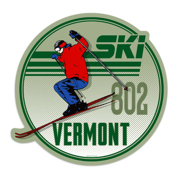 Ski Vermont 802 Die Cut Vinyl Sticker