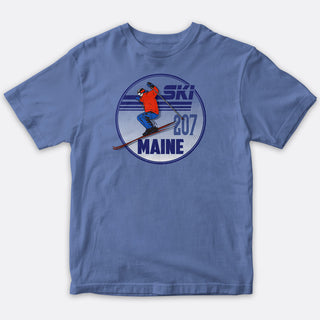 Ski Maine 207 T-Shirt Adult Unisex Carolina Blue Tshirt, 100% Cotton, S-XXL
