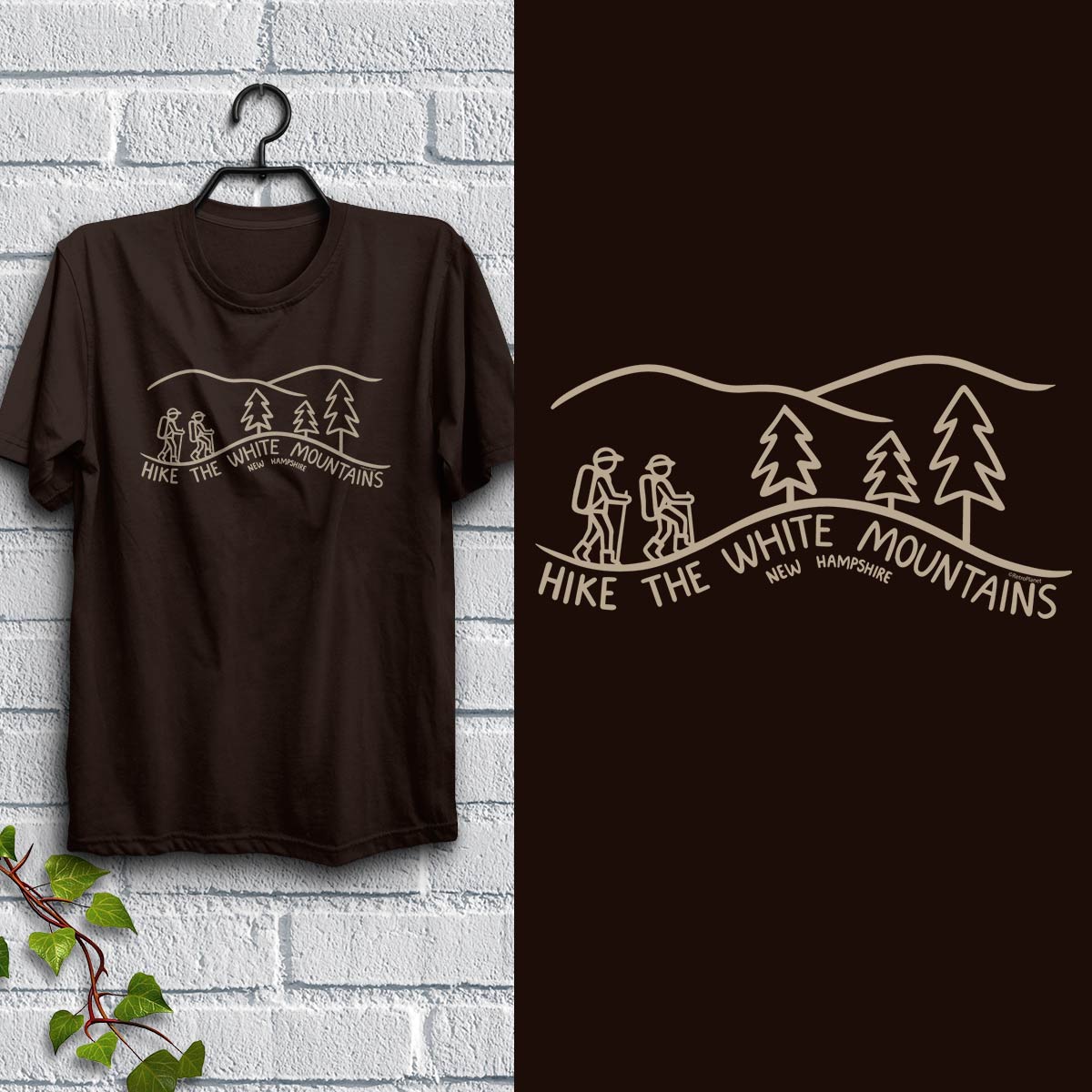 T-Shirt ; Hike The White Mountains New Hampshire, Adult Unisex S-2X, N |  Retro Planet