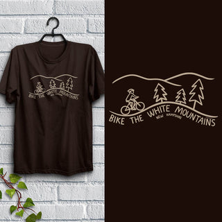 T-Shirt ; Bike The White Mountains New Hampshire, Adult Unisex S-2X, NH Tshirt