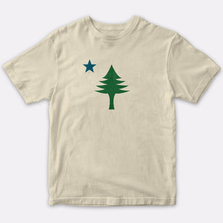 Maine State Flag Pine Tree & Star T-Shirt, Adult Unisex Shirt Sizes S - XXL, 100% Cotton