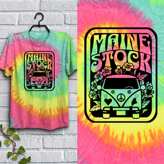 Maine Stock Peace Love Maine Adult Unisex Tie-Dye T-Shirt, 100% Cotton, S-XXL