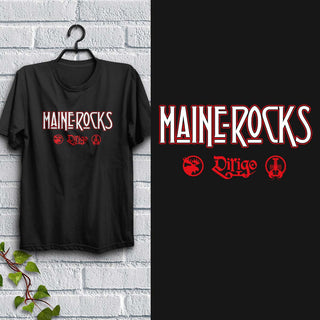 Maine Rocks Zeppelin Style Black T-Shirt, 100% Cotton, S-XXL, Unisex Vacationland Unique Tshirts
