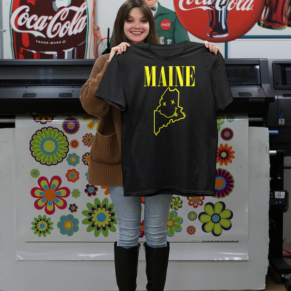 Maine Spirit Nirvana Style Grunge Rock Black T-Shirt, 100% Cotton S-XXL, Unisex Rock and Roll Tshirt