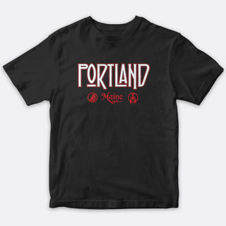 Portland Maine Black T-Shirt, 100% Cotton, S-XXL, Unisex Vacationland Unique Tshirts