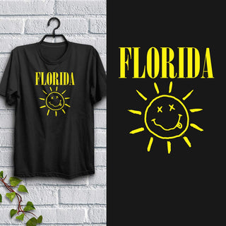 Florida Spirit Grunge Rock Style Black T-Shirt, 100% Cotton S-XXL, Unisex Rock and Roll Tshirt