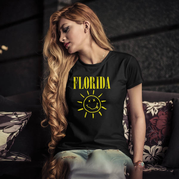 Florida Spirit Grunge Rock Style Black T-Shirt, 100% Cotton S-XXL, Unisex Rock and Roll Tshirt