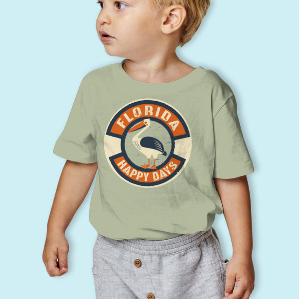 Florida Kids Camp Happy Days Pelican T-shirt Toddler, 2T-5/6, Kids Tshirts