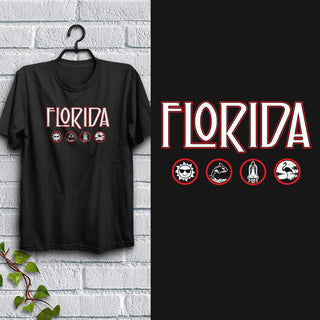 Florida Zeppelin Style Black T-Shirt, 100% Cotton, S-XXL, Unisex Vacationland Unique Tshirts