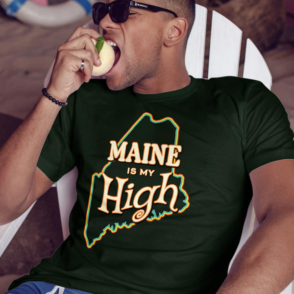 Maine Is My High Adult Unisex T-Shirt S-2X 100% Cotton Adult