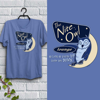 Nite Owl Lounge T-Shirt Adult Unisex S-2X 100% Cotton