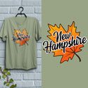 New Hampshire Autumn Leaf T-Shirt Adult Unisex, 100% Cotton, S-XXL, New England Tshirts