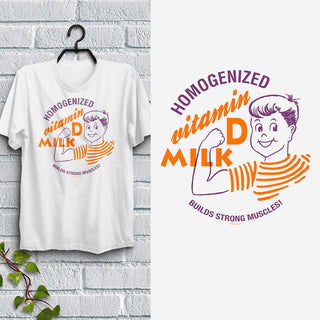 Homogenized Milk Vitamin D T-Shirt Adult S-2X 100% Cotton