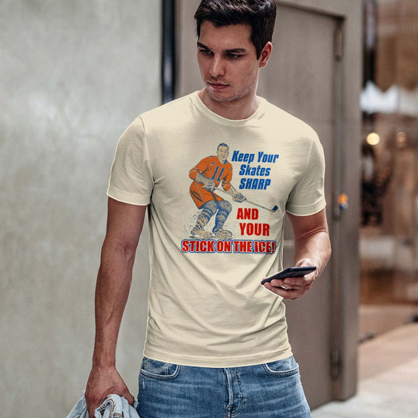 Keep Your Skates Sharp Hockey T-Shirt,  Adult Unisex S-XXL, 100% Cotton