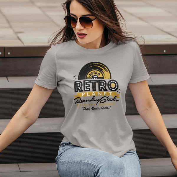 Retro Planet Recording Studio Music T-Shirt Adult Unisex S-2X 100% Cotton