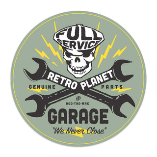 Retro Planet Garage Skull Wrenches Mini Sticker