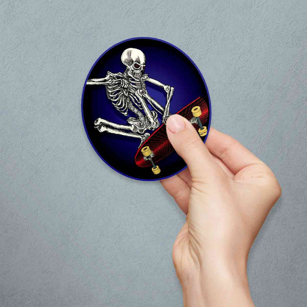 Skate Boarding Skeleton Die Cut Vinyl Sticker