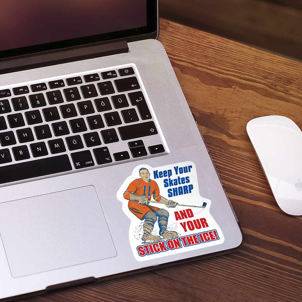 Hockey Keep Your Skates Sharp Die Cut Vinyl Sticker