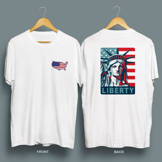 Lady Liberty Double-Sided T-Shirt Adult Unisex S-2X 100% Cotton