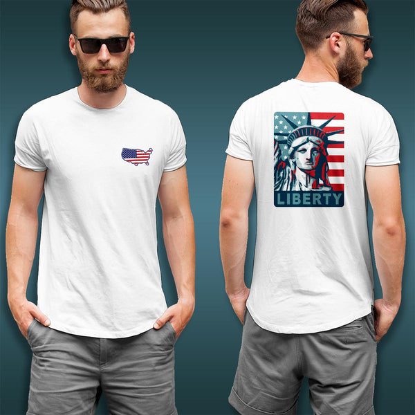 Lady Liberty Double-Sided T-Shirt Adult Unisex S-2X 100% Cotton