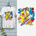 Surf's Up 80s Style Design T-Shirt, Adult Unisex 100% Cotton, S-XXL