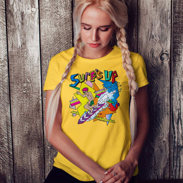 Surf's Up 80s Style Design T-Shirt, Adult Unisex 100% Cotton, S-XXL