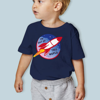 I'm Out of This World Rocket T-shirt, 100% Cotton, Unisex Toddler 2T-5/6, Kids Tshirts