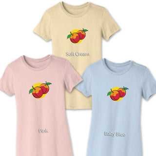 Women's Peaches Slim Fit T-shirt S-2X Fruit Design