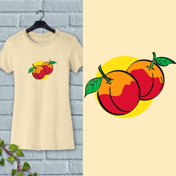 Women's Peaches Slim Fit T-shirt S-2X Fruit Design