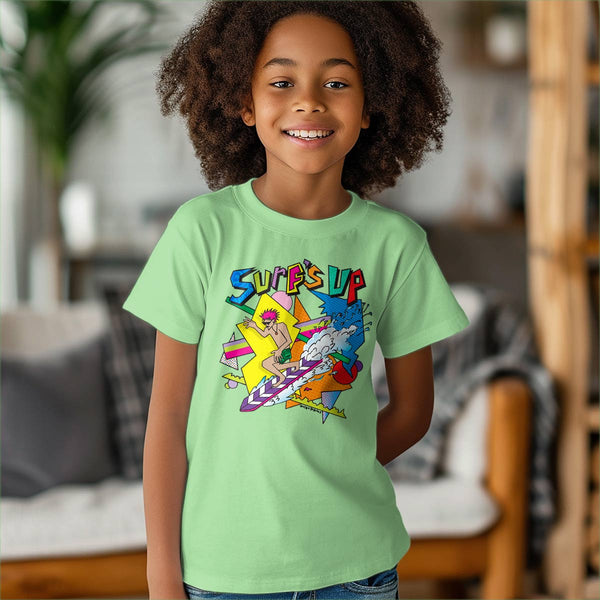 Surf's Up 80s Style Design T-Shirt, Youth Unisex 100% Cotton, XS-XL