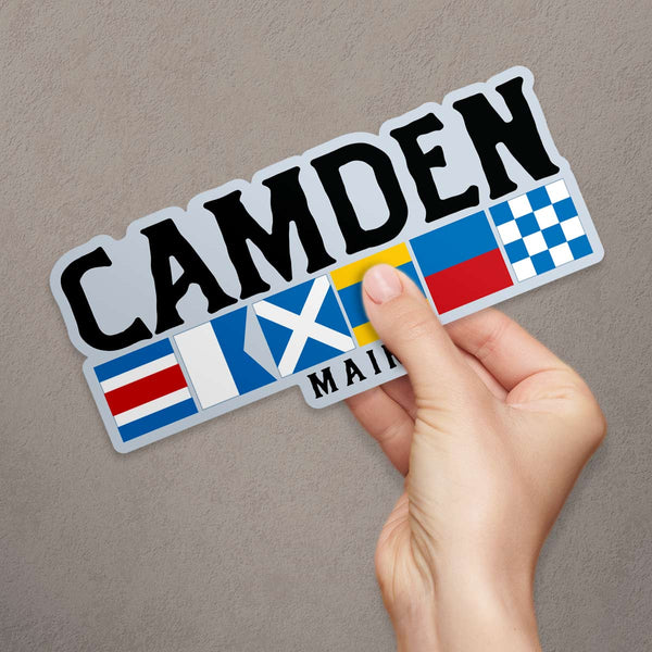 Camden Maine Nautical Flag Large Vinyl Bumper Sticker