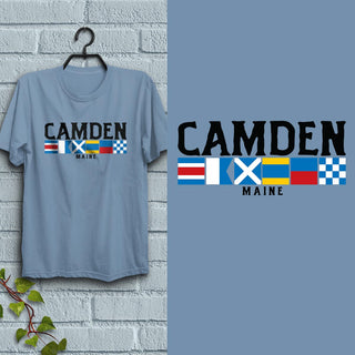 Camden Maine Nautical Flags T-Shirt, Adult Unisex 100% Cotton, S-2X