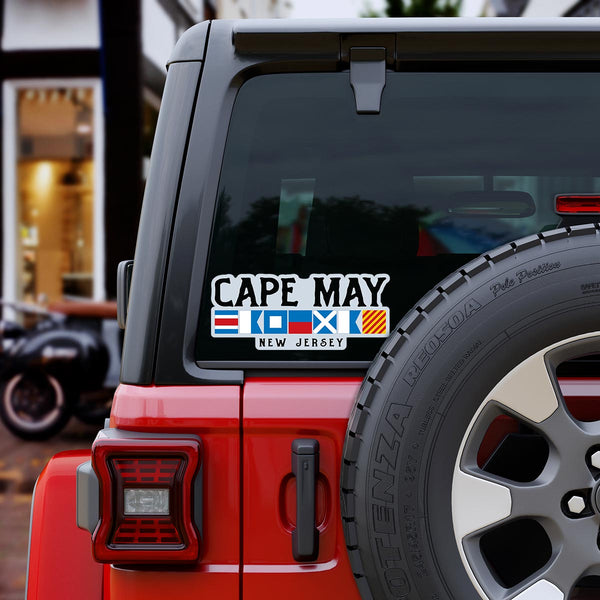 Cape May New Jersey Nautical Flag Large Vinyl Bumper Sticker