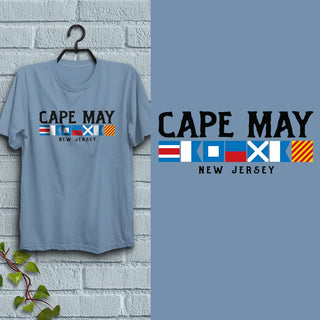 Cape May New Jersey Nautical Flags T-Shirt, Adult Unisex 100% Cotton, S-2X