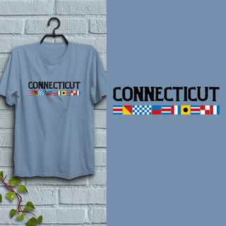 Connecticut Nautical Flags T-Shirt, Adult Unisex 100% Cotton, S-2X