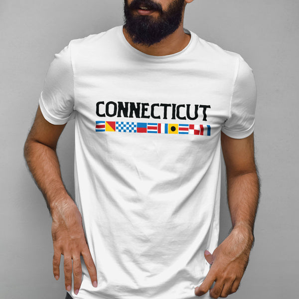 Connecticut Nautical Flags T-Shirt, Adult Unisex 100% Cotton, S-2X