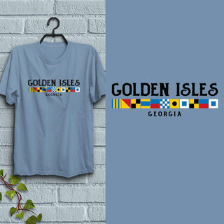 Golden Isles Georgia Nautical Flags T-Shirt, Adult Unisex 100% Cotton, S-2X