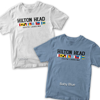 Hilton Head South Carolina Nautical Flags T-Shirt, Adult Unisex 100% Cotton, S-2X