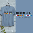 Hilton Head South Carolina Nautical Flags T-Shirt, Adult Unisex 100% Cotton, S-2X