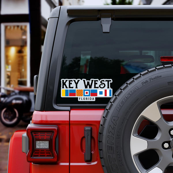 Key West Florida Nautical Flag Large Vinyl Bumper Sticker