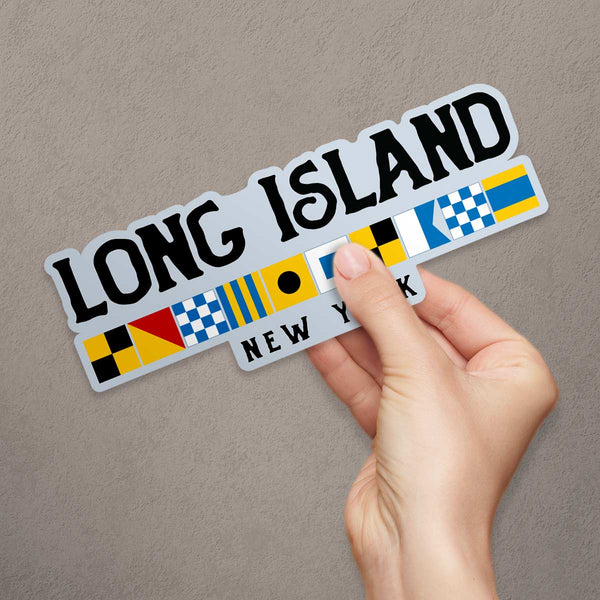 Long Island New York Nautical Flag Large Vinyl Bumper Sticker