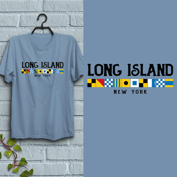 Long Island New York Nautical Flags T-Shirt, Adult Unisex 100% Cotton, S-2X