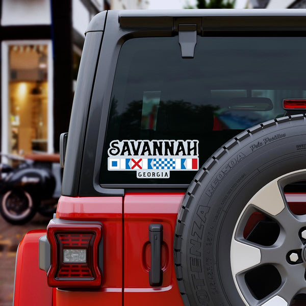 Savannah Georgia Nautical Flag Large Vinyl Bumper Sticker