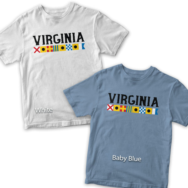 Virginia Nautical Flags T-Shirt, Adult Unisex 100% Cotton, S-2X