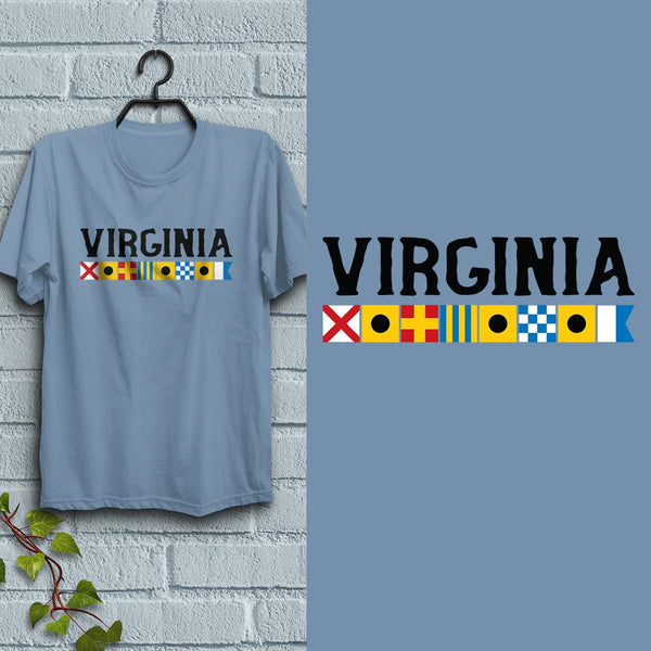 Virginia Nautical Flags T-Shirt, Adult Unisex 100% Cotton, S-2X