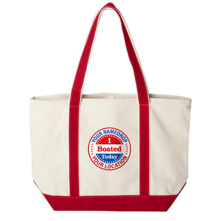 Buy natural-red I Boated Today Personalized Name Drop Extra Large Totes Canvas Tote Bag