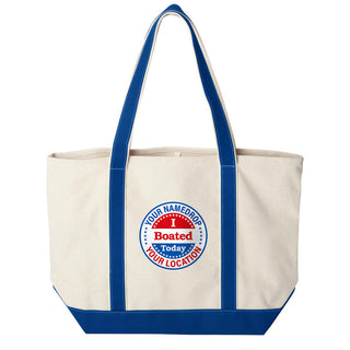 Buy natural-royal-blue I Boated Today Personalized Name Drop Extra Large Totes Canvas Tote Bag