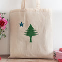 Maine State Pine Tree & Star Canvas Tote Bag